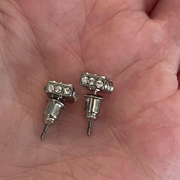 Dainty Cz Square Stud Earrings - Picture 5 of 7